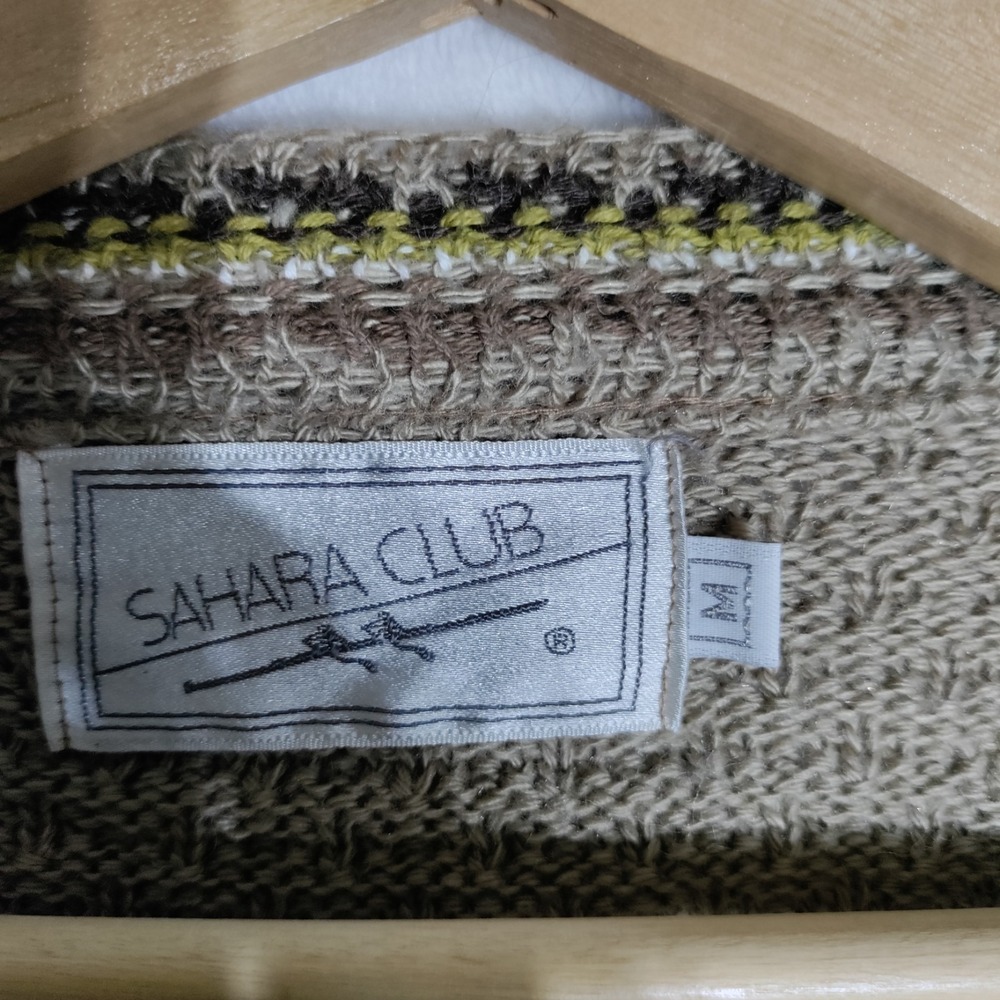 Vintage Sahara Club Brown V Neck Button Front Cardigan Size Medium Cottagecore - Picture 3 of 7
